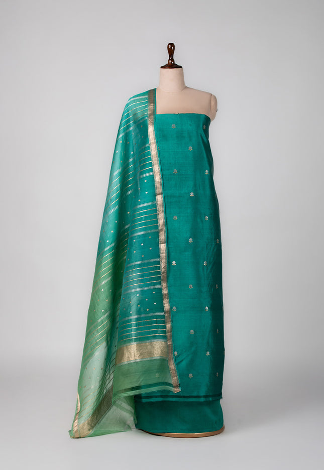 Teal Banarasi Silk Suit Set