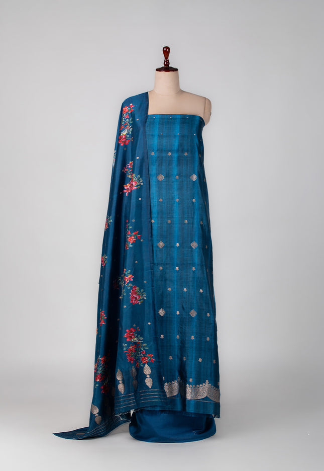 Banarasi Sapphire Silk Suit Set