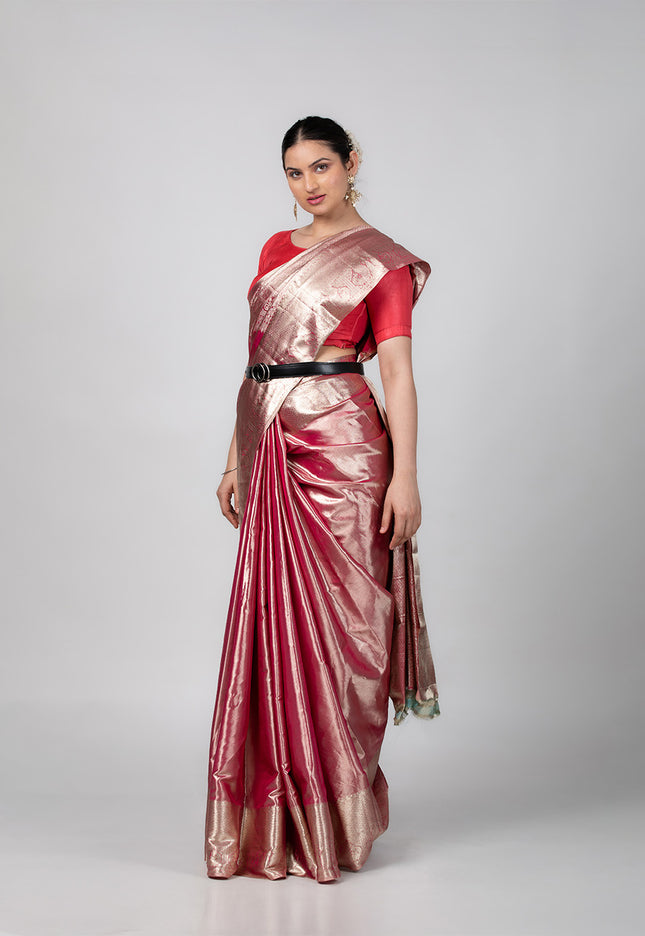 Rosé Ember Zari Tissue Saree