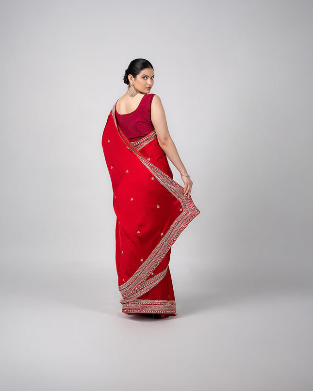 Crimson Grace Satin Saree