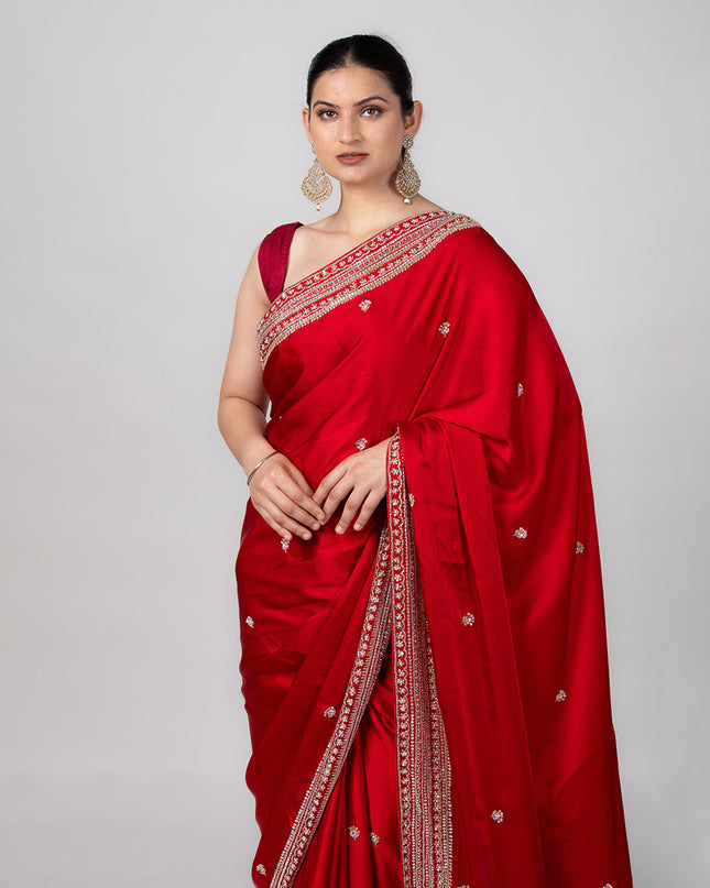 Crimson Grace Satin Saree