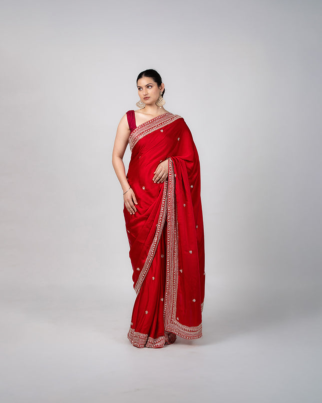 Crimson Grace Satin Saree