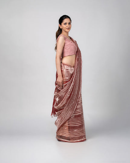 Rose Gold Stripes Tissue Saree