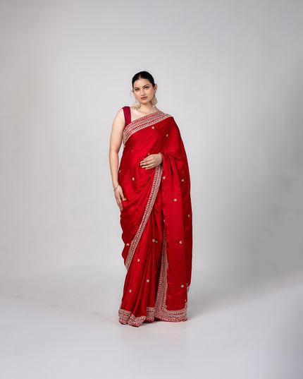 Crimson Grace Satin Saree
