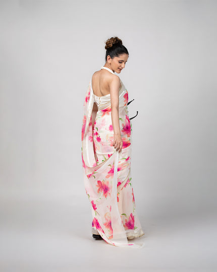 Rosy Drift Georgette Saree