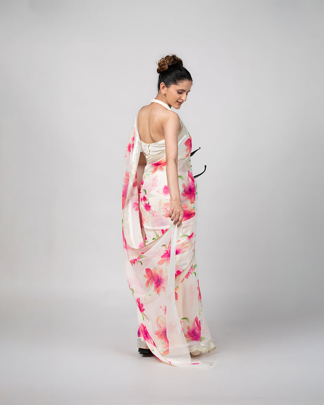 Rosy Drift Georgette Saree