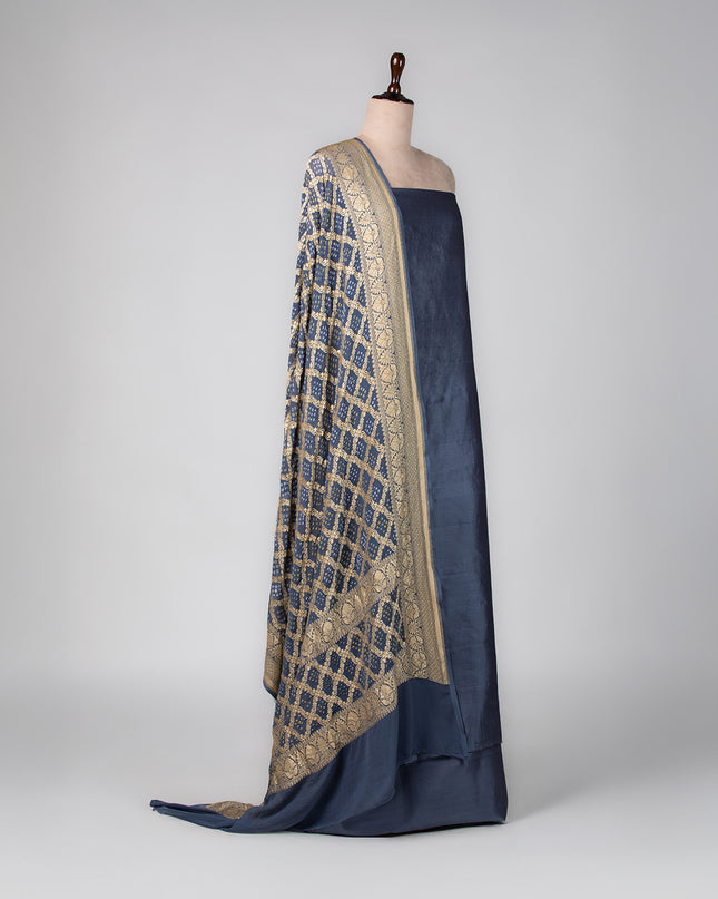 Banarasi Blue Silk Suit Set