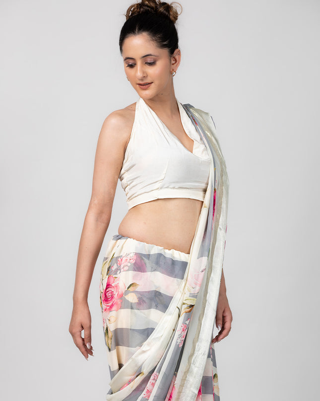 Frosted Bloom Georgette Saree