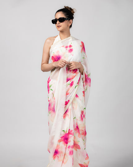 Rosy Drift Georgette Saree