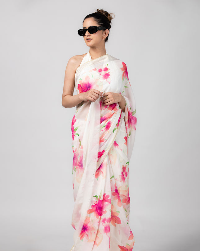 Rosy Drift Georgette Saree