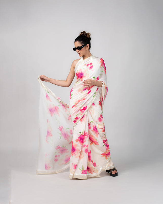 Rosy Drift Georgette Saree