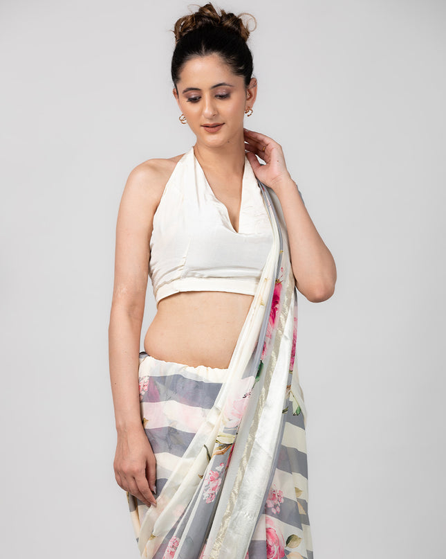 Frosted Bloom Georgette Saree