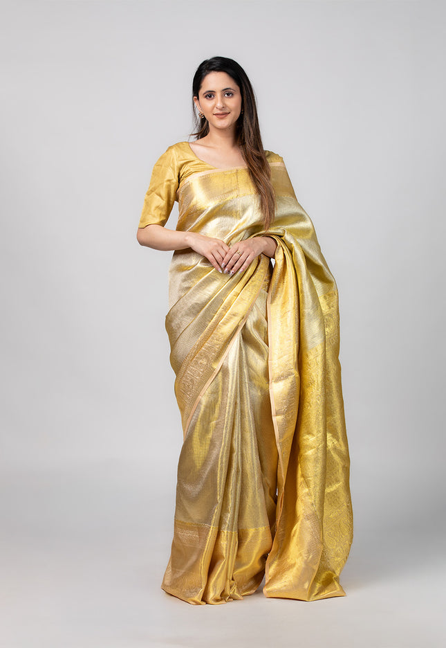 Sunehri Tissue Silk Zari Saree