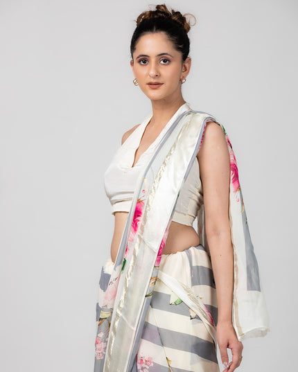 Frosted Bloom Georgette Saree