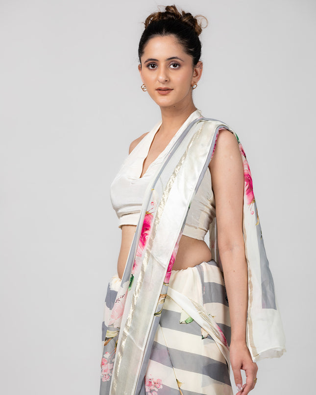 Frosted Bloom Georgette Saree