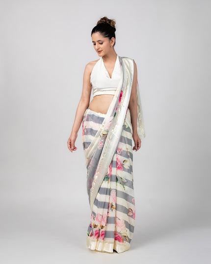 Frosted Bloom Georgette Saree