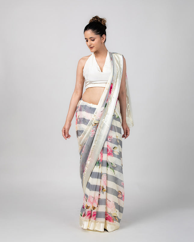 Frosted Bloom Georgette Saree