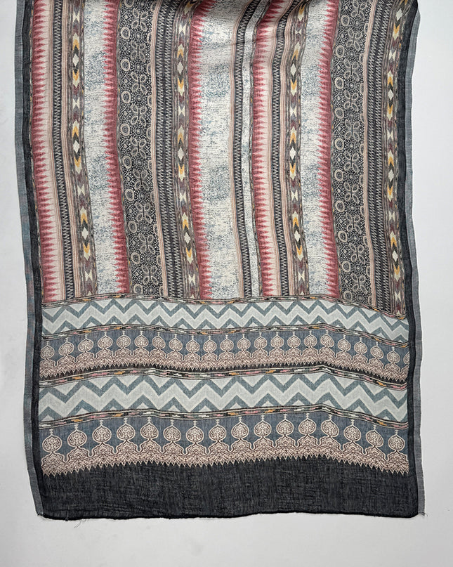 Soft Black Motif Suit Set in linen fabric