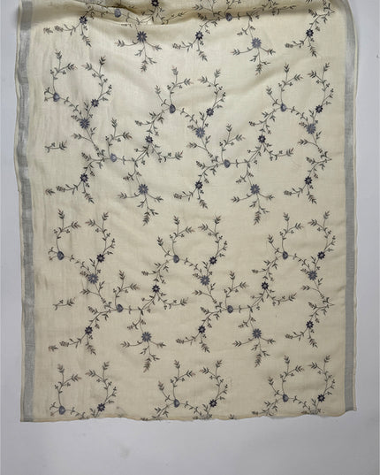 Ivory Cream Suit Set with Delicate Thread Work in linen fabric