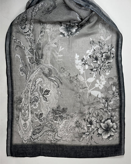 Dark Bloom Elegance Suit in linen fabric with thread work