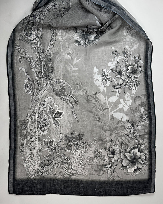 Dark Bloom Elegance Suit in linen fabric with thread work