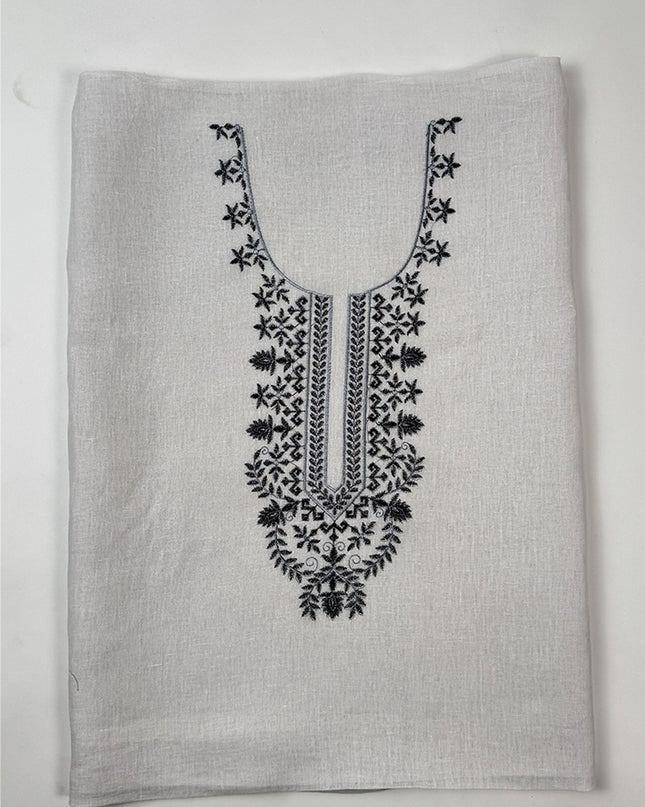 Dark Bloom Elegance Suit in linen fabric with thread work
