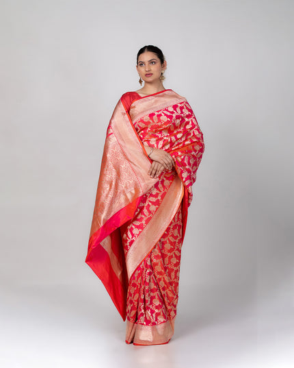 Gulnaar Red Banarasi Silk Saree