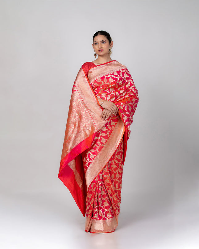 Gulnaar Red Banarasi Silk Saree