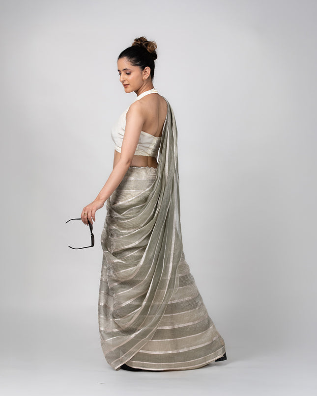 Silver Lines Tissue Zari Saree
