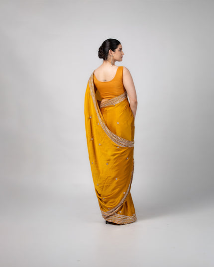 Amber Gleam Satin Saree