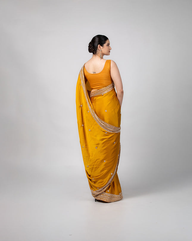Amber Gleam Satin Saree