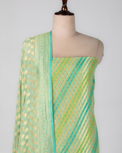Mint Gold Georgette Mysore Suit Set
