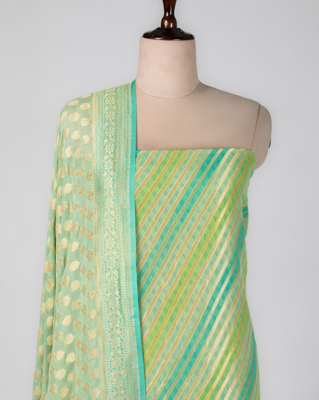 Mint Gold Georgette Mysore Suit Set