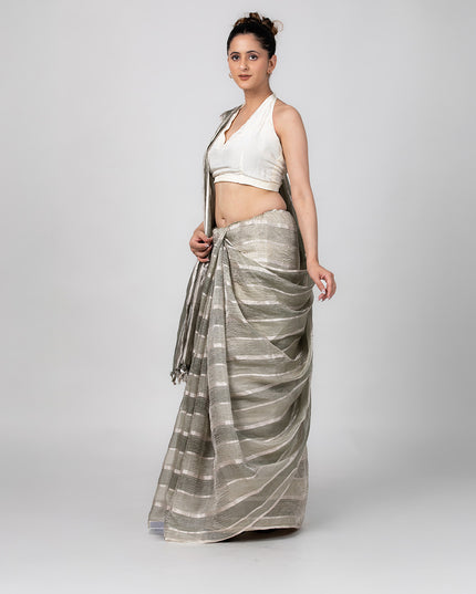 Silver Lines Tissue Zari Saree