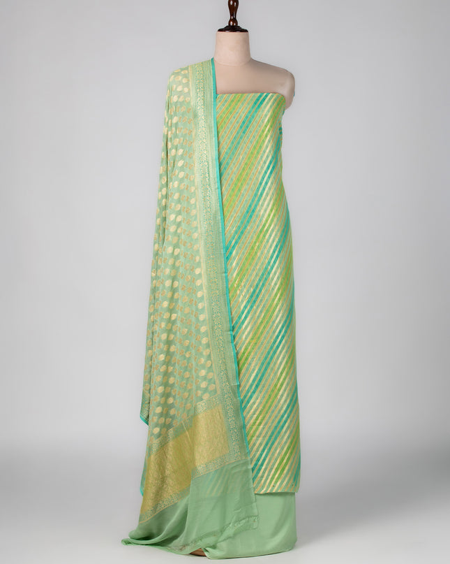 Mint Gold Georgette Mysore Suit Set