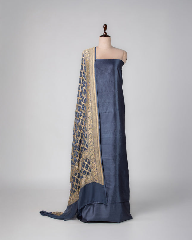Banarasi Blue Silk Suit Set
