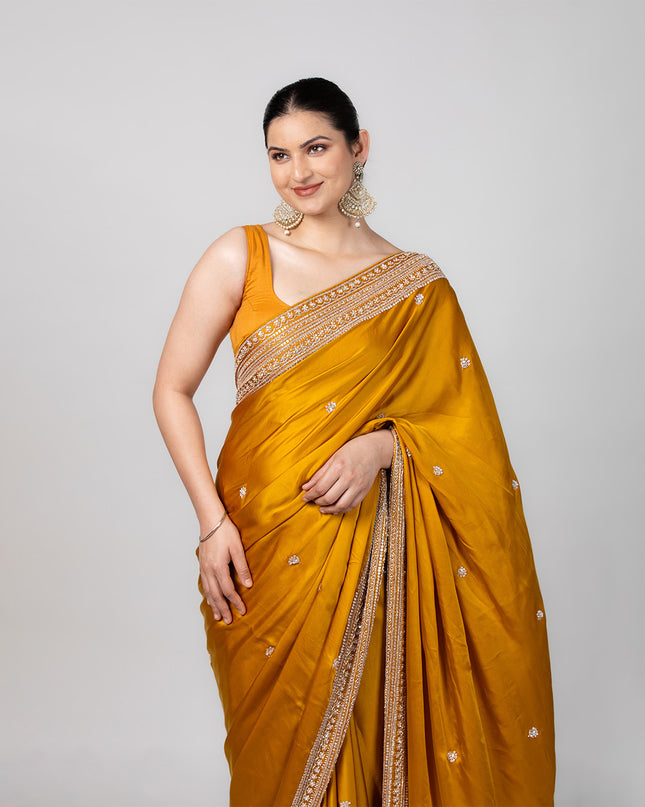 Amber Gleam Satin Saree