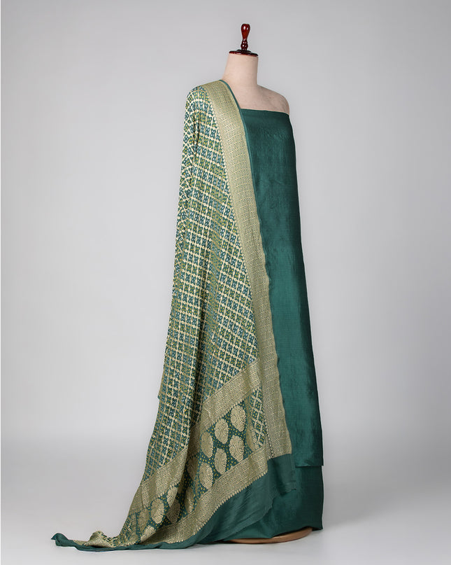 Banarasi Green Silk Suit Set