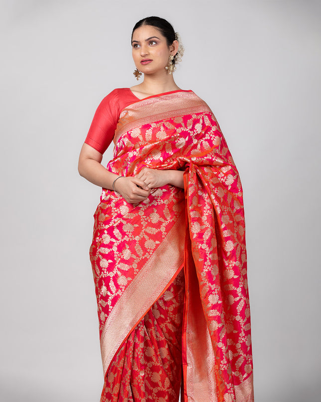 Gulnaar Red Banarasi Silk Saree