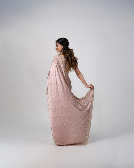 Rosewood Lustre Satin Saree