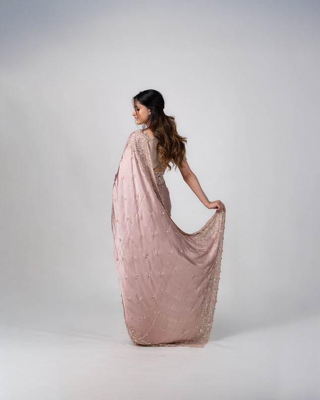 Rosewood Lustre Satin Saree