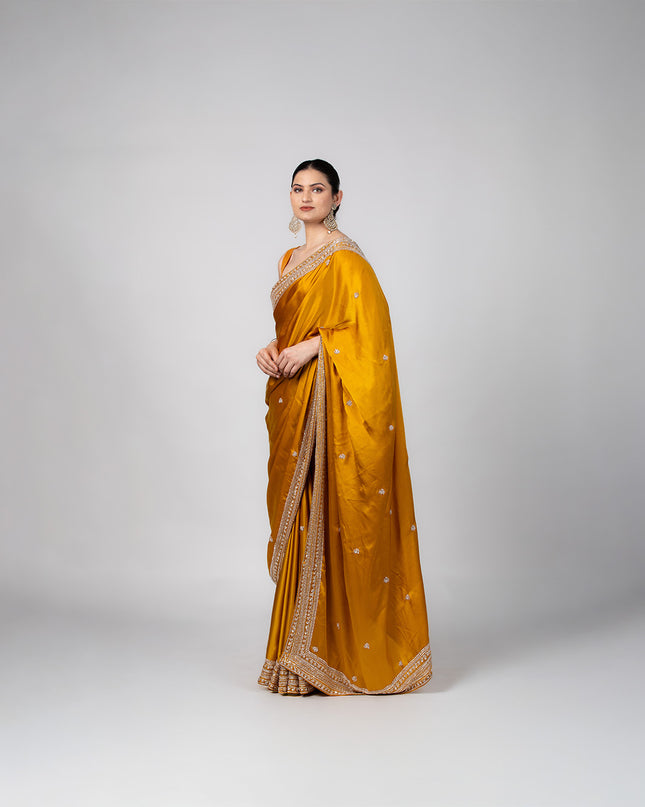 Amber Gleam Satin Saree