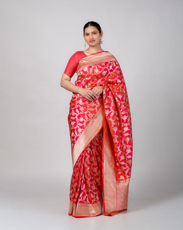 Gulnaar Red Banarasi Silk Saree