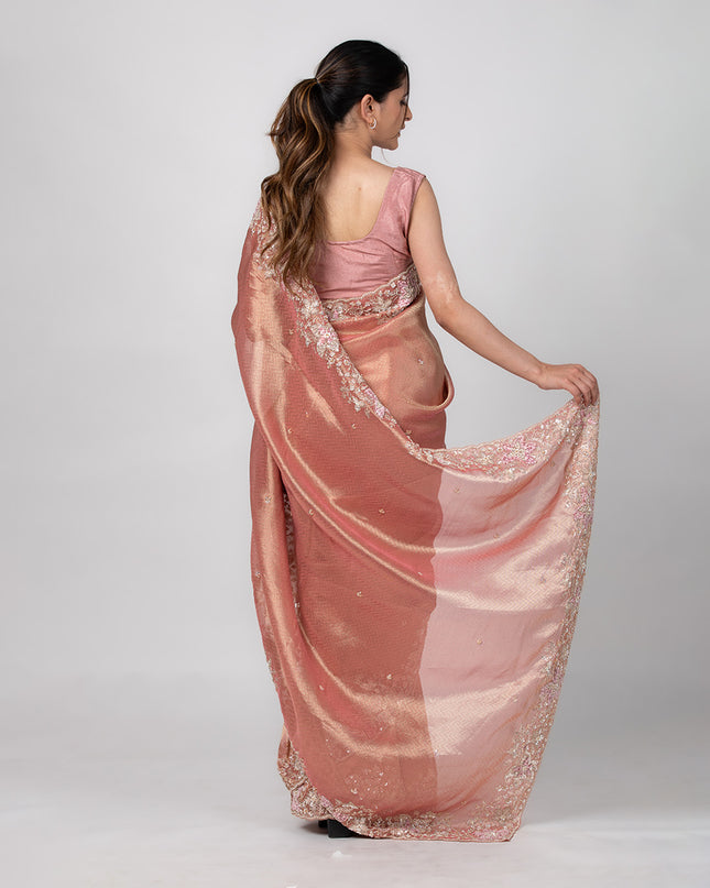 Blush Bloom Tissue Saree