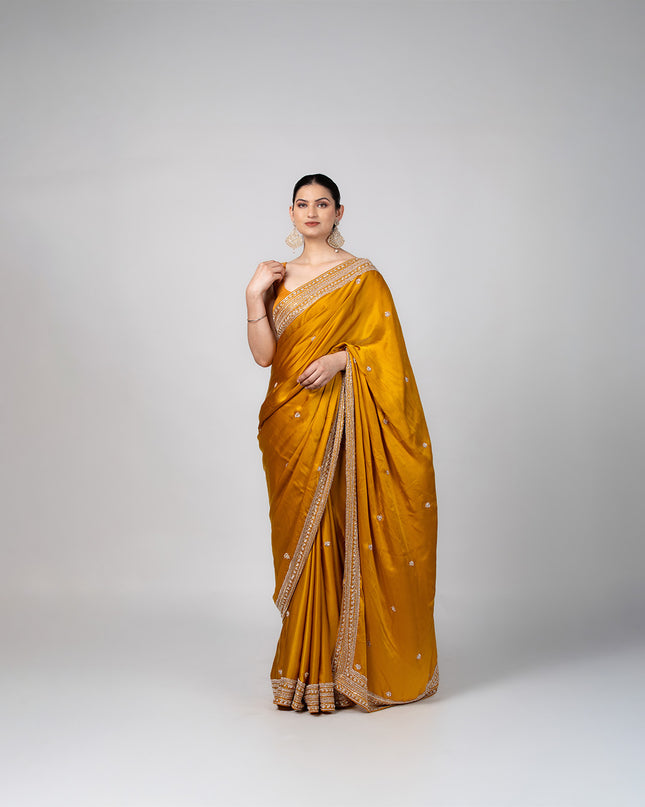 Amber Gleam Satin Saree