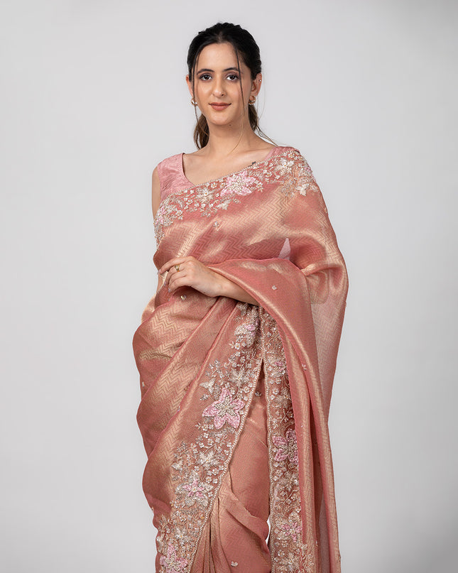 Blush Bloom Tissue Saree