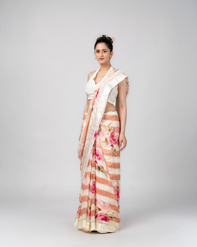 Blush Stripe Georgette Saree