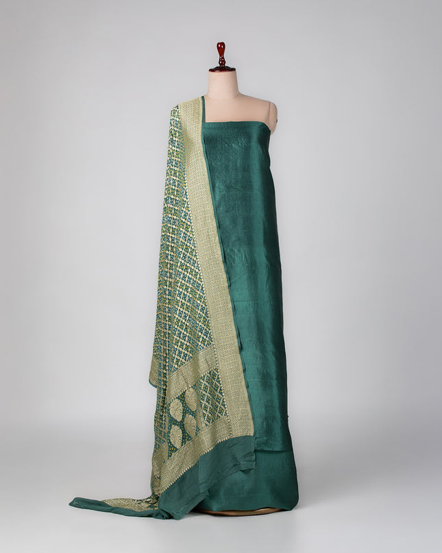 Banarasi Green Silk Suit Set