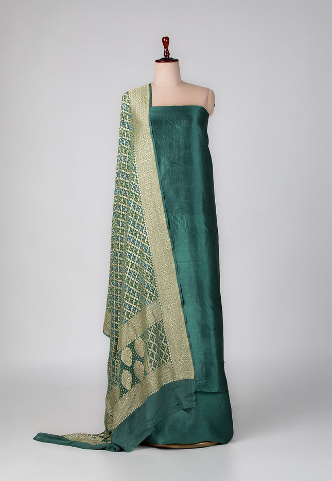 Banarasi Green Silk Suit Set