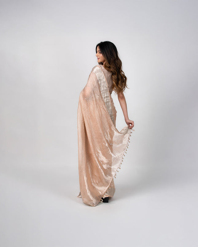 Ivory Gleam Zari Border Saree